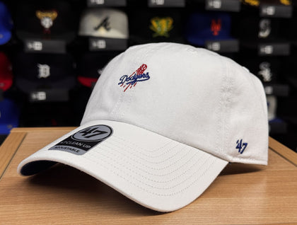 Los Angeles Dodgers Strapback '47 Brand Clean Up Mini Logo White Adjustable Cap Hat