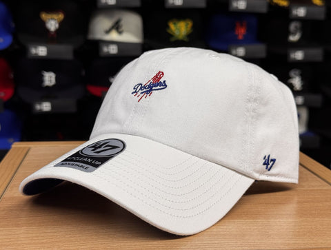 Los Angeles Dodgers Strapback '47 Brand Clean Up Mini Logo White Adjustable Cap Hat