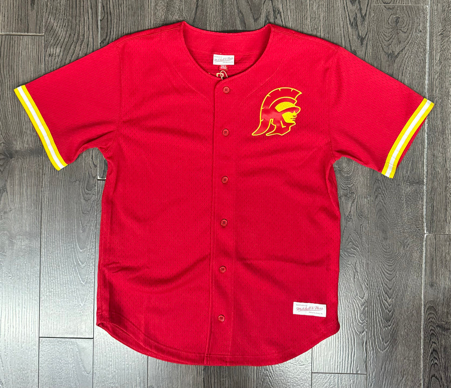 USC Trojans Mens Mitchell & Ness Game Time Mesh Button Front Jersey - THE 4TH QUARTER