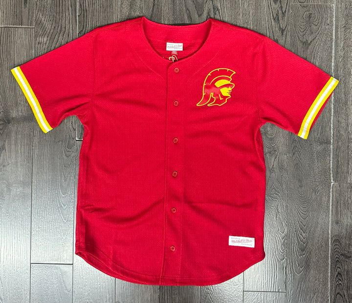 USC Trojans Mens Mitchell &amp; Ness Game Time Mesh Button Front Jersey - THE 4TH QUARTER
