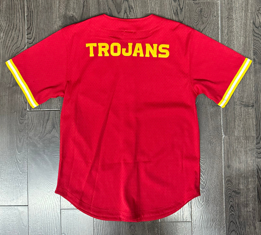 USC Trojans Mens Mitchell &amp; Ness Game Time Mesh Button Front Jersey - THE 4TH QUARTER
