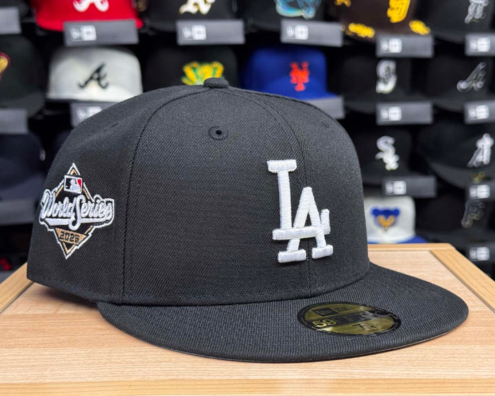 Los Angeles Dodgers Fitted New Era 59Fifty 2025 World Series Black Cap Hat Grey UV