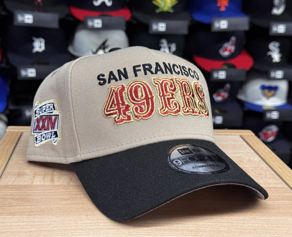 San Francisco 49ers Snapback 9Forty New Era A-Frame SB XXIV Camel Black Hat Cap Grey UV
