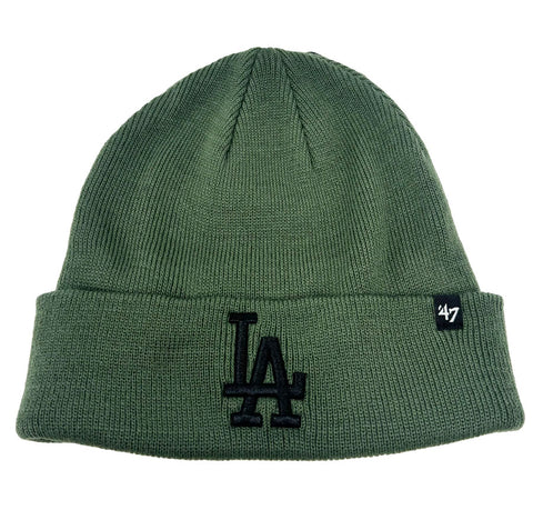 Los Angeles Dodgers Beanie Knit 47 Brand Fold Moss Black Logo