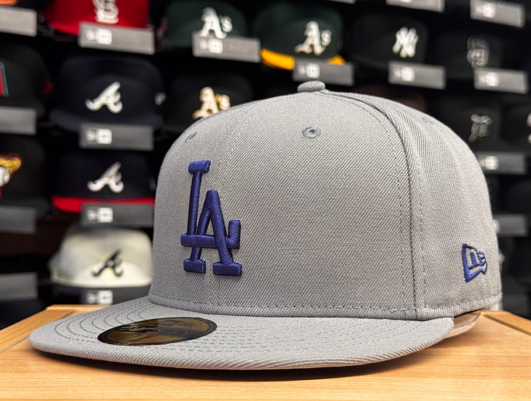 Los Angeles Dodgers Fitted New Era 59Fifty 2025 Champions Back 2 Back Storm Grey Hat Cap