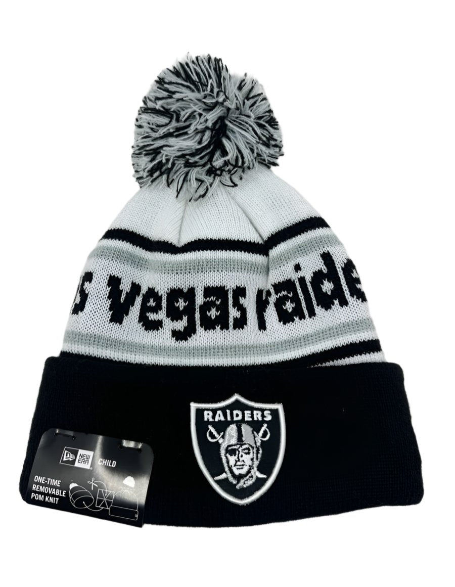 Raiders New Era Knit Pom Banded Cuff Knit Hat Beanie - THE 4TH QUARTER