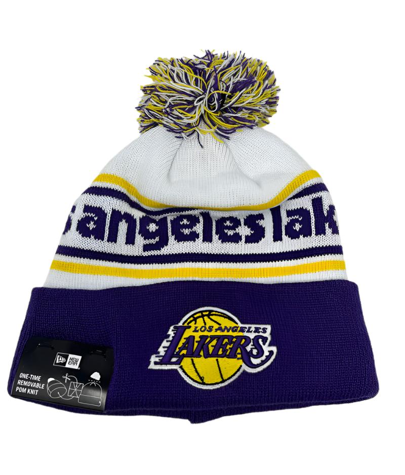 Los Angeles Lakers New Era Knit Pom Banded Cuff Knit Hat Beanie - THE 4TH QUARTER
