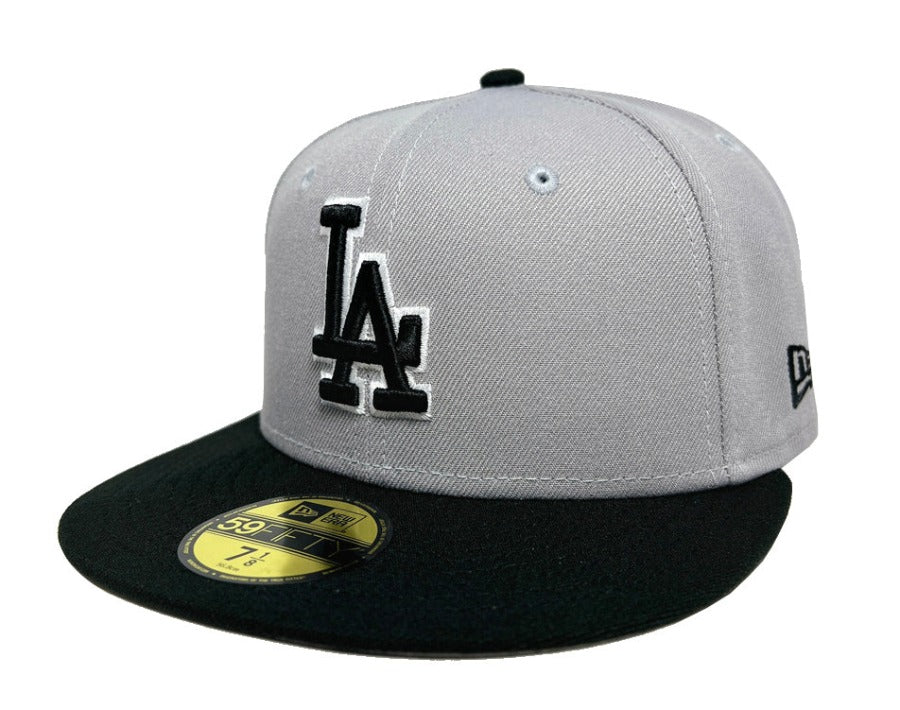 Los Angeles Dodgers Fitted New Era 59Fifty Grey Black Cap Hat Grey UV - THE 4TH QUARTER