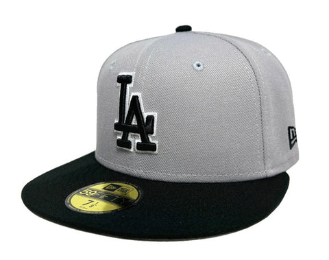 Los Angeles Dodgers Fitted New Era 59Fifty Grey Black Cap Hat Grey UV