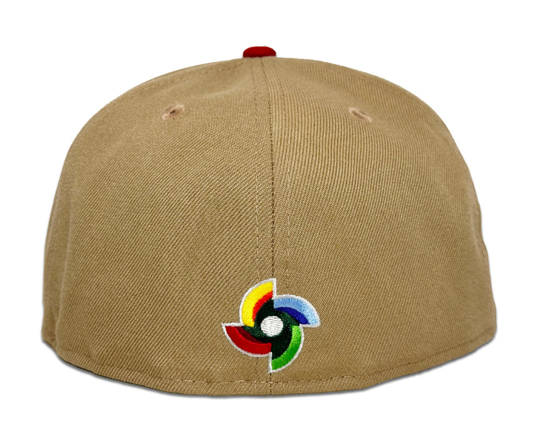 Mexico Fitted New Era 59Fifty "m" Logo Khaki Red Hat Grey UV