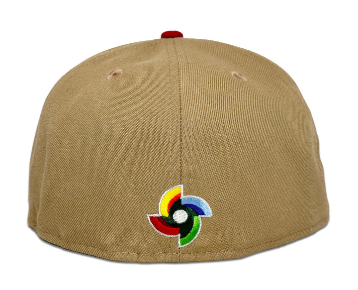 Mexico Fitted New Era 59Fifty "m" Logo Khaki Red Hat Grey UV