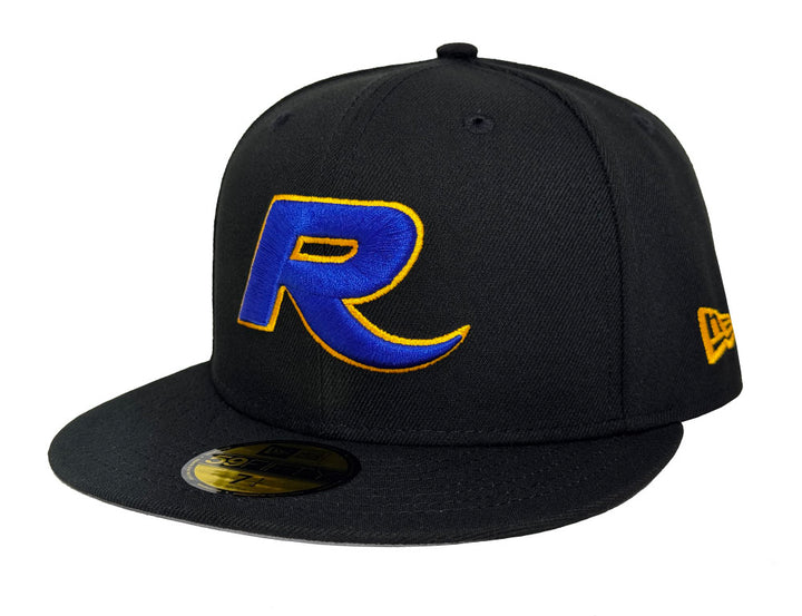 Los Angeles Rams Fitted New Era 59Fifty R Logo Black Hat Cap Grey UV