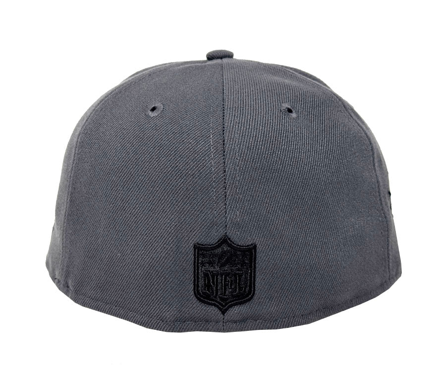 Raiders Fitted New Era 59Fifty Graphite Blackout Cap Hat Grey UV