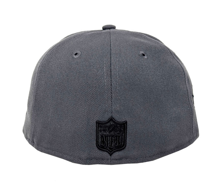 Raiders Fitted New Era 59Fifty Graphite Blackout Cap Hat Grey UV