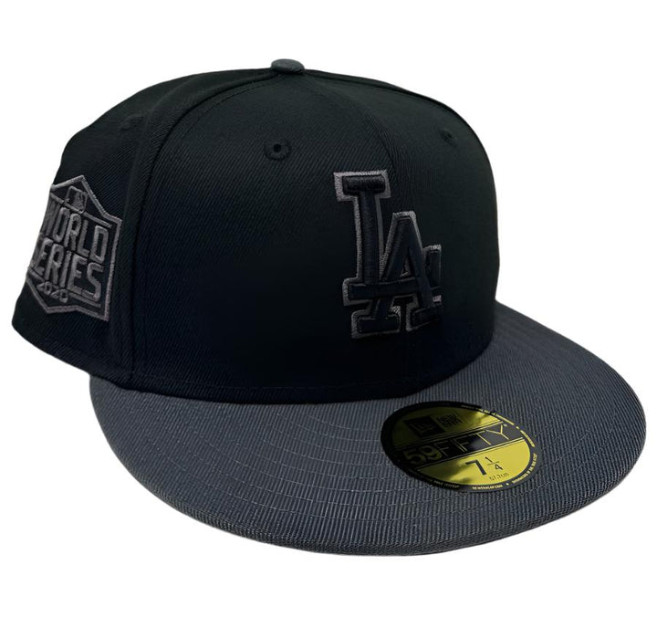 Los Angeles Dodgers Fitted New Era 59Fifty 2020 World Series Black Graphite Grey Cap Hat - THE 4TH QUARTER