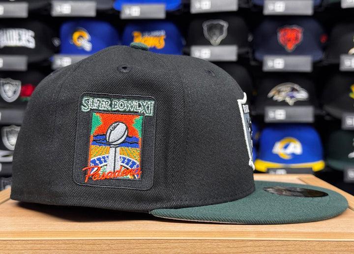 Raiders Fitted New Era 59Fifty 60s Logo Super Bowl XI Black Dark Green Cap Hat Grey UV
