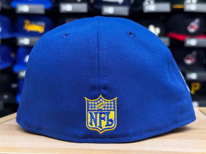 Los Angeles Rams Fitted New Era 59FIFTY Block Royal Blue Hat Cap Grey UV