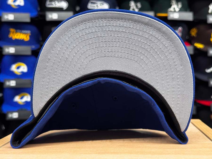 Los Angeles Rams Fitted New Era 59FIFTY Block Royal Blue Hat Cap Grey UV