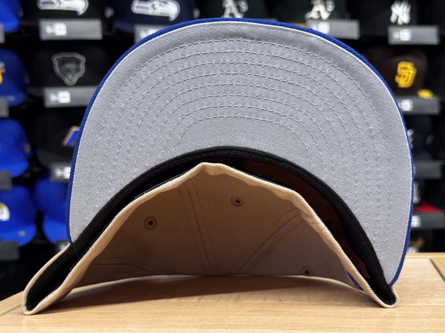 Los Angeles Rams Fitted New Era 59FIFTY Super Bowl Champions Camel Royal Blue Hat Cap Grey UV