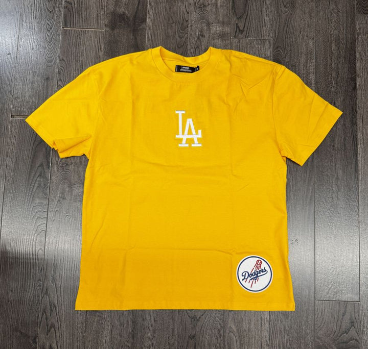 Los Angeles Dodgers Mens T-Shirt Pro Standard Wingspan Yellow Tee - THE 4TH QUARTER