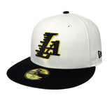 Lakers Fitted New Era 59Fifty LA Logo Chrome Black Cap Hat Grey UV