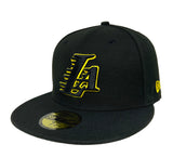 Lakers Fitted New Era 59Fifty LA Logo Black Cap Hat Grey UV