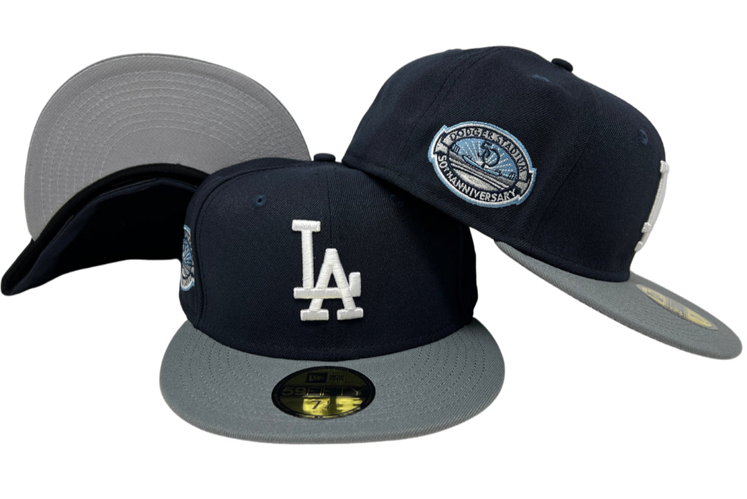 Dodgers Fitted New Era 59Fifty 50th Ann. Stadium Navy Storm Grey Hat Cap Grey UV - THE 4TH QUARTER
