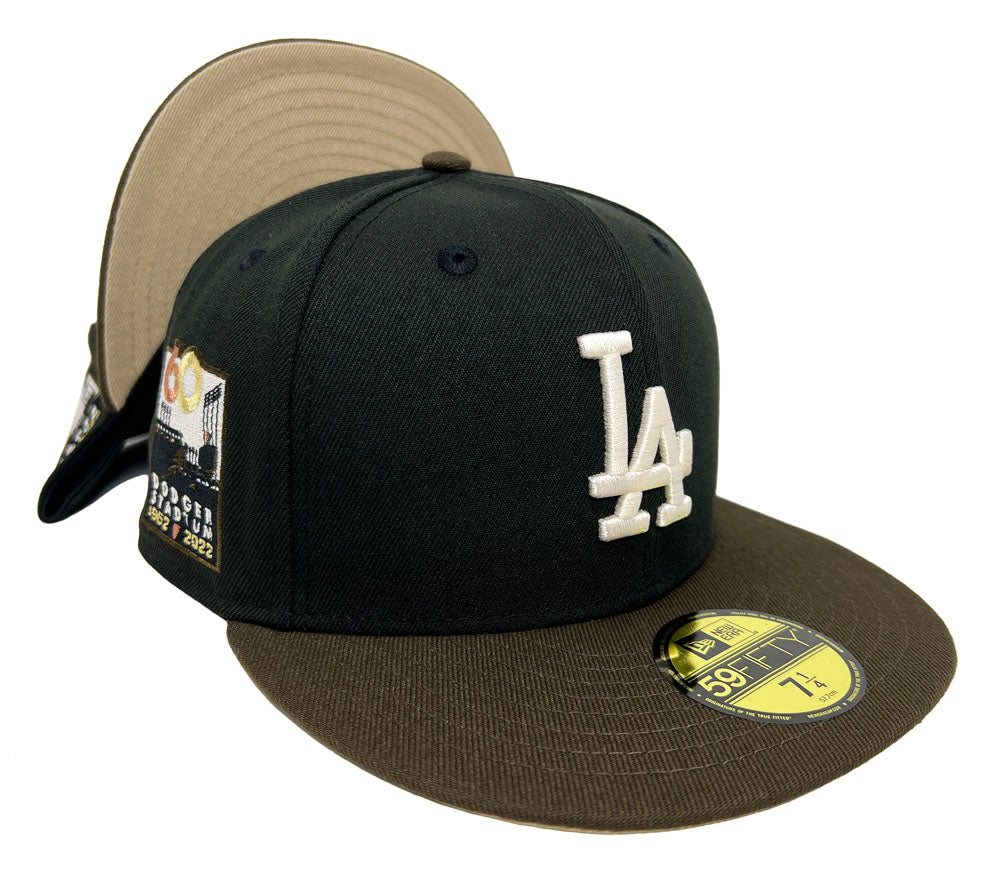 Los Angeles Dodgers Fitted New Era 59Fifty Ivory Logo Black Brown 60th Anniversary Hat Cap - THE 4TH QUARTER