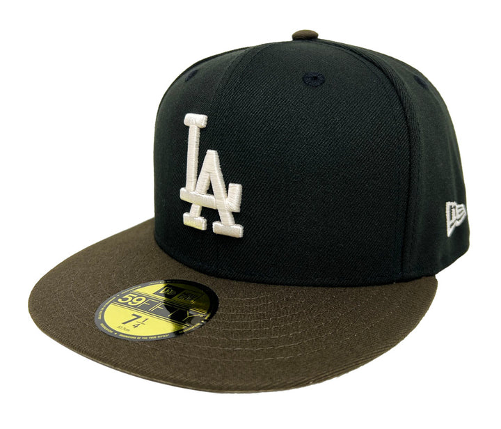 Los Angeles Dodgers Fitted New Era 59Fifty Ivory Logo Black Brown 60th Anniversary Hat Cap - THE 4TH QUARTER
