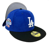 Los Angeles Dodgers Fitted New Era 59Fifty 100th Blue Corduroy Black Hat Cap Grey UV