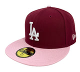 Los Angeles Dodgers Fitted New Era 59Fifty 200th Bicentennial Burgundy Pink Hat Cap