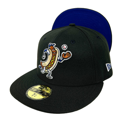 Los Angeles Dodgers New Era Fitted 59Fifty Dodger Dog Mascot Black Cap Hat Blue UV
