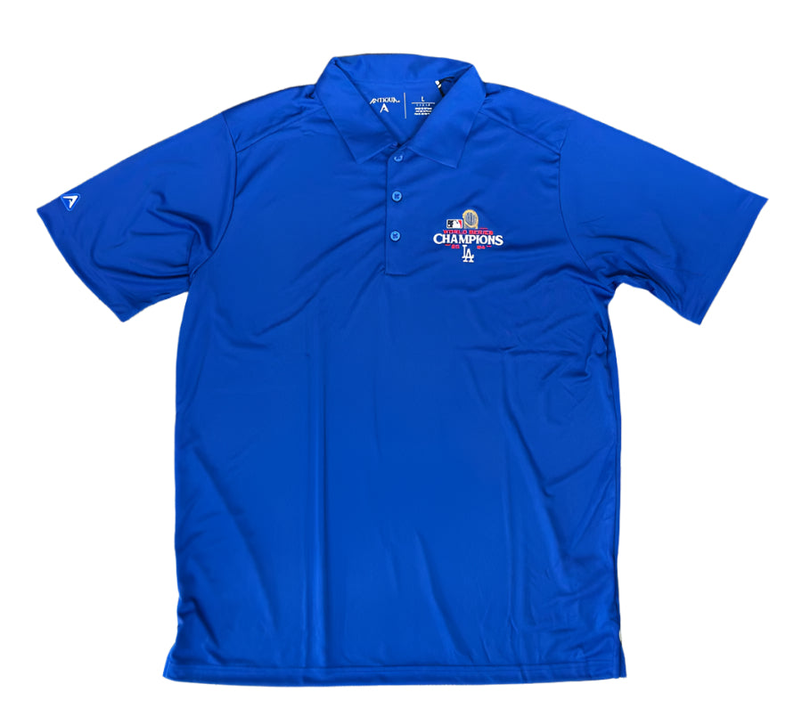 Los Angeles Dodgers Mens Polo Antigua World Series Champions 2024 Short Sleeve Polo Shirt - THE 4TH QUARTER