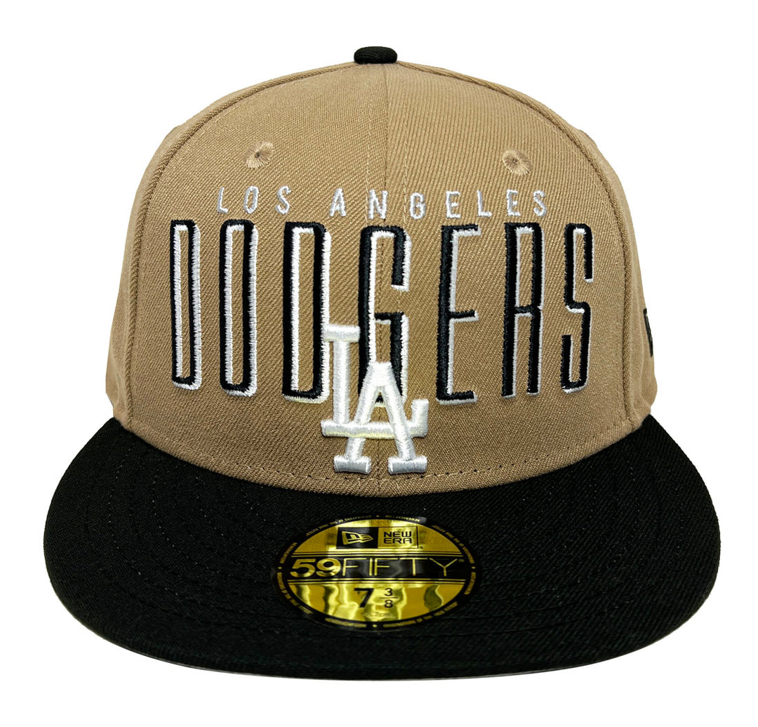 Los Angeles Dodgers New Era Fitted 59Fifty Headline Khaki Black Cap Hat - THE 4TH QUARTER