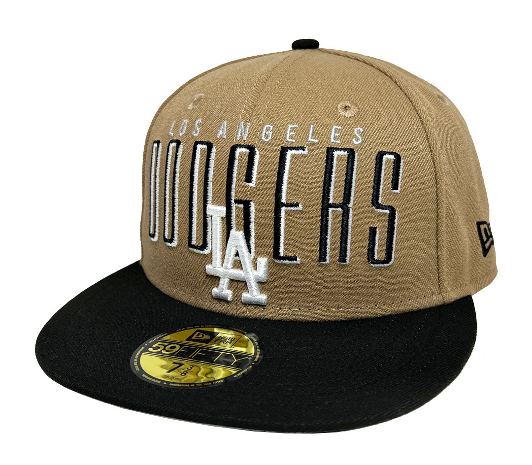 Los Angeles Dodgers New Era Fitted 59Fifty Headline Khaki Black Cap Hat - THE 4TH QUARTER