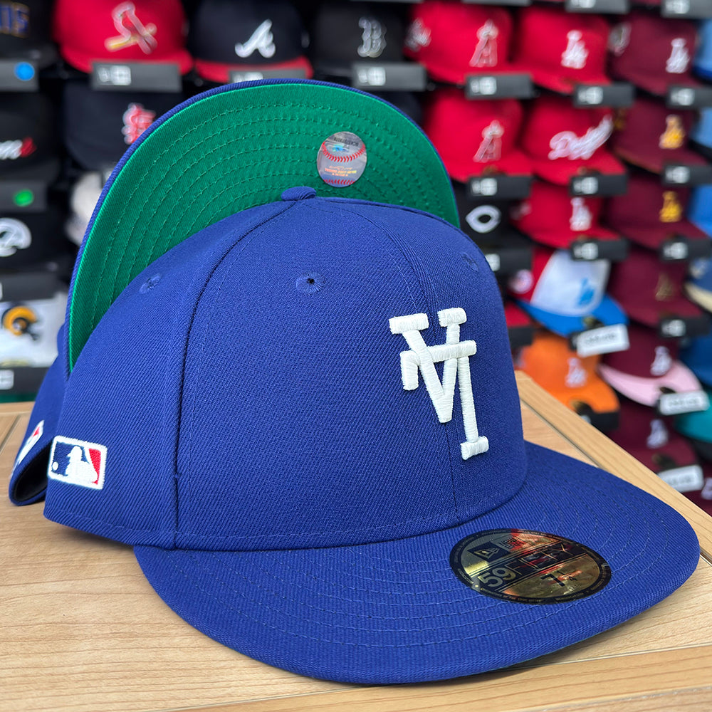 Los Angeles Dodgers Fitted New Era 59FIFTY Upside Down MLB Side Blue Cap Hat Green UV - THE 4TH QUARTER