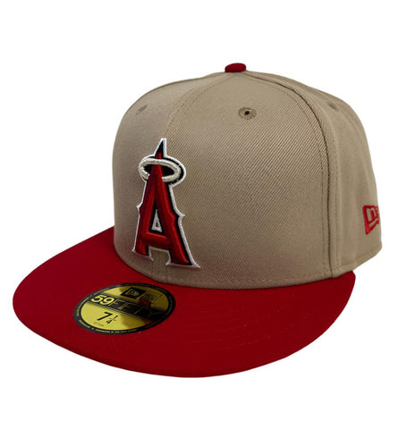 Anaheim Angels Fitted New Era 59Fifty 2 Tone Camel Cap Hat Grey UV