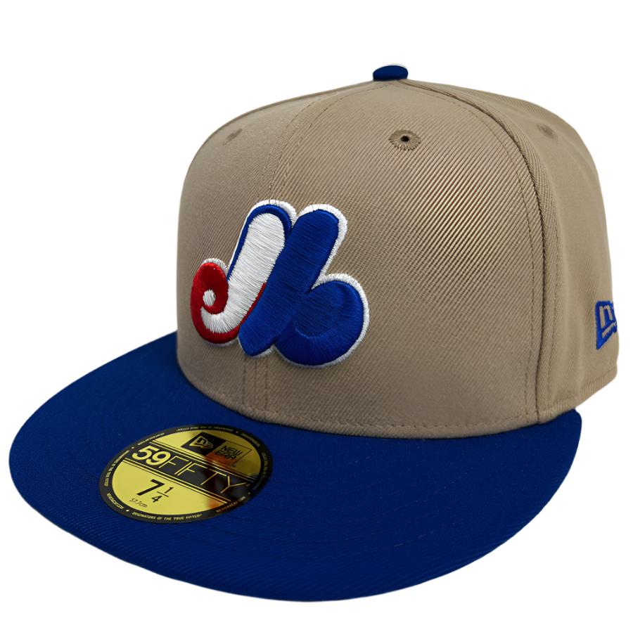 Montreal Expos Fitted New Era 59Fifty 2 Tone Camel Cap Hat Grey UV