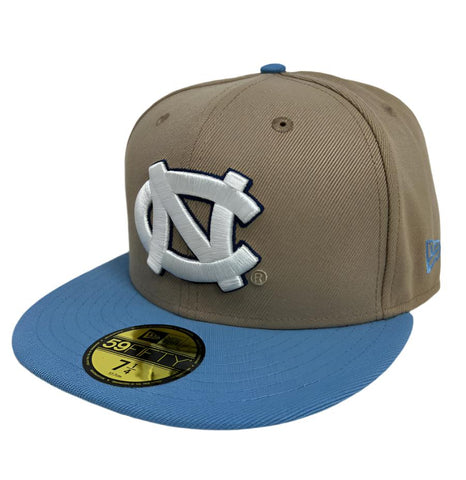 North Carolina Tar Heels Fitted New Era 59Fifty 2 Tone Camel Cap Hat Grey UV