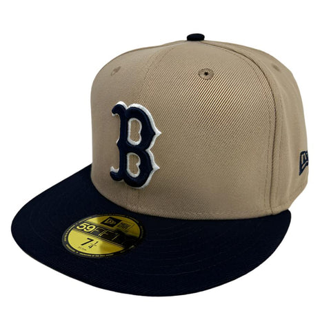 Boston Red Sox Fitted New Era 59Fifty 2 Tone Camel Cap Hat Grey UV