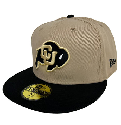Colorado Buffaloes Fitted New Era 59Fifty 2 Tone Camel Cap Hat Grey UV