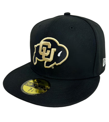 Colorado Buffaloes Fitted New Era 59Fifty Black Cap Hat Grey UV