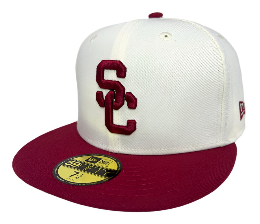 USC Trojans Fitted 59Fifty New Era Chrome Burgundy Cap Hat Grey UV - THE 4TH QUARTER