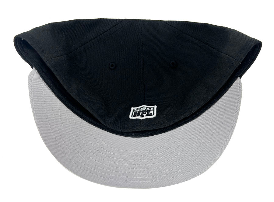 Raiders Fitted New Era 59Fifty Team Script Black Grey Cap Hat Grey UV - THE 4TH QUARTER
