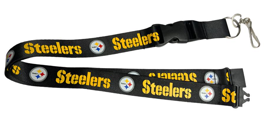 Pittsburgh Steelers Badge Ticket Holder Keychain Lanyard w/Breakaway 1" - THE 4TH QUARTER