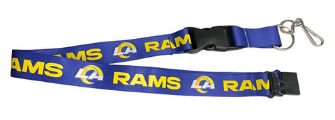 Los Angeles Rams Badge Ticket Holder Keychain Lanyard w/Breakaway 1" Blue