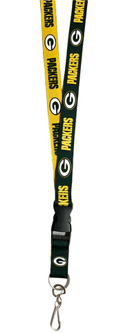 Green Bay Packers Badge Ticket Holder Keychain Lanyard w/ 1" Breakaway 2 Tone