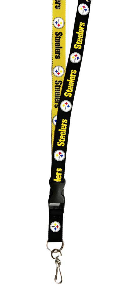 Pittsburgh Steelers Badge Ticket Holder Keychain Lanyard w/ 1" Breakaway 2 Tone - THE 4TH QUARTER