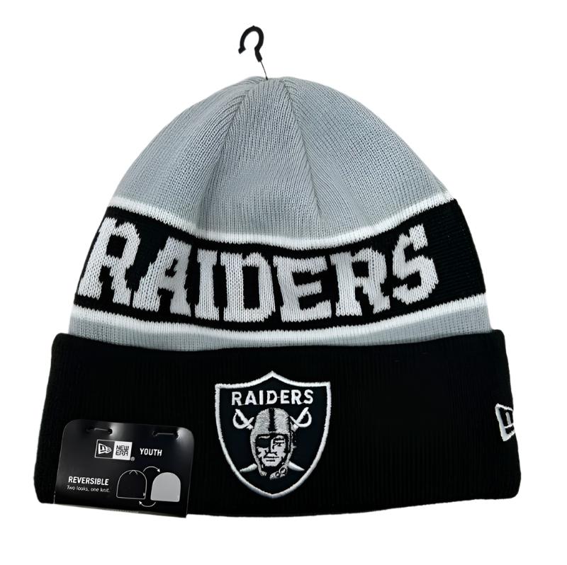 Las Vegas Raiders Kids Beanie New Era Reverse Double Sided Knit Hat - THE 4TH QUARTER