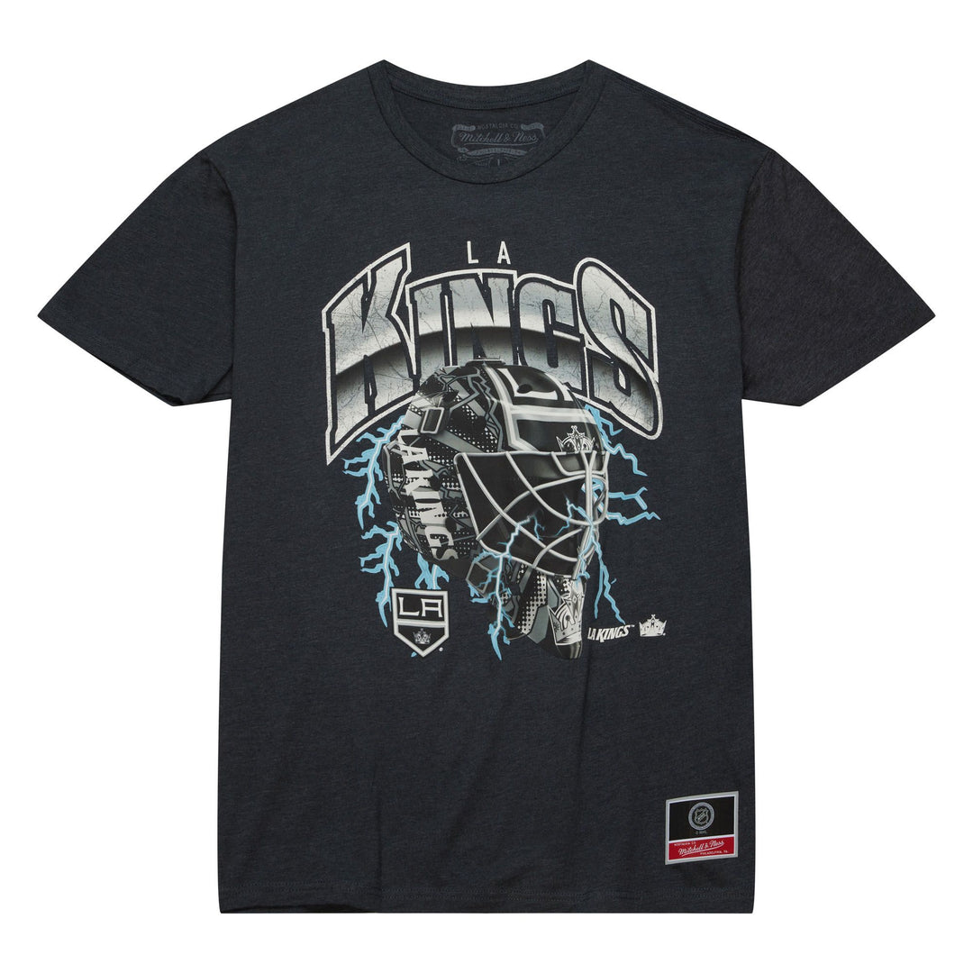Los Angeles Kings Mens T-Shirt Mitchell & Ness Crease Lightning Tee Charcoal - THE 4TH QUARTER